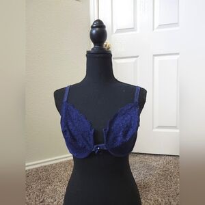 Vanity Fair Navy Blue Lace Demi Bra Vintage 38C